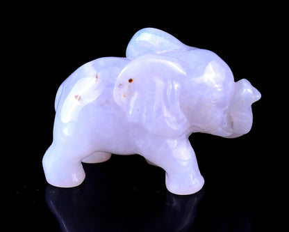 2.4" Blue Chalcedony Hand Carved Crystal Elephant Sculpture Crystallumi