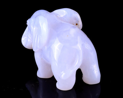 2.4" Blue Chalcedony Hand Carved Crystal Elephant Sculpture Crystallumi