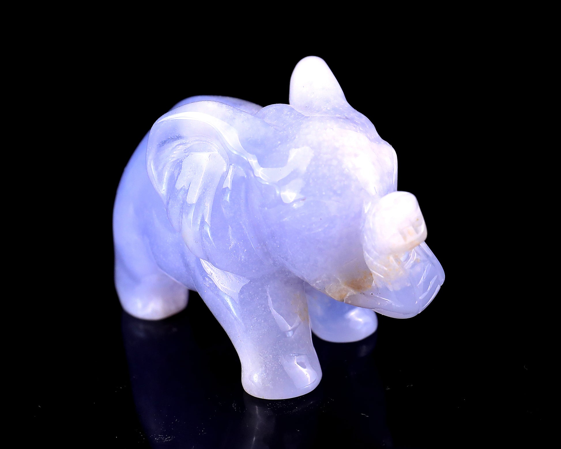 2.4" Blue Chalcedony Hand Carved Crystal Elephant Sculpture Crystallumi