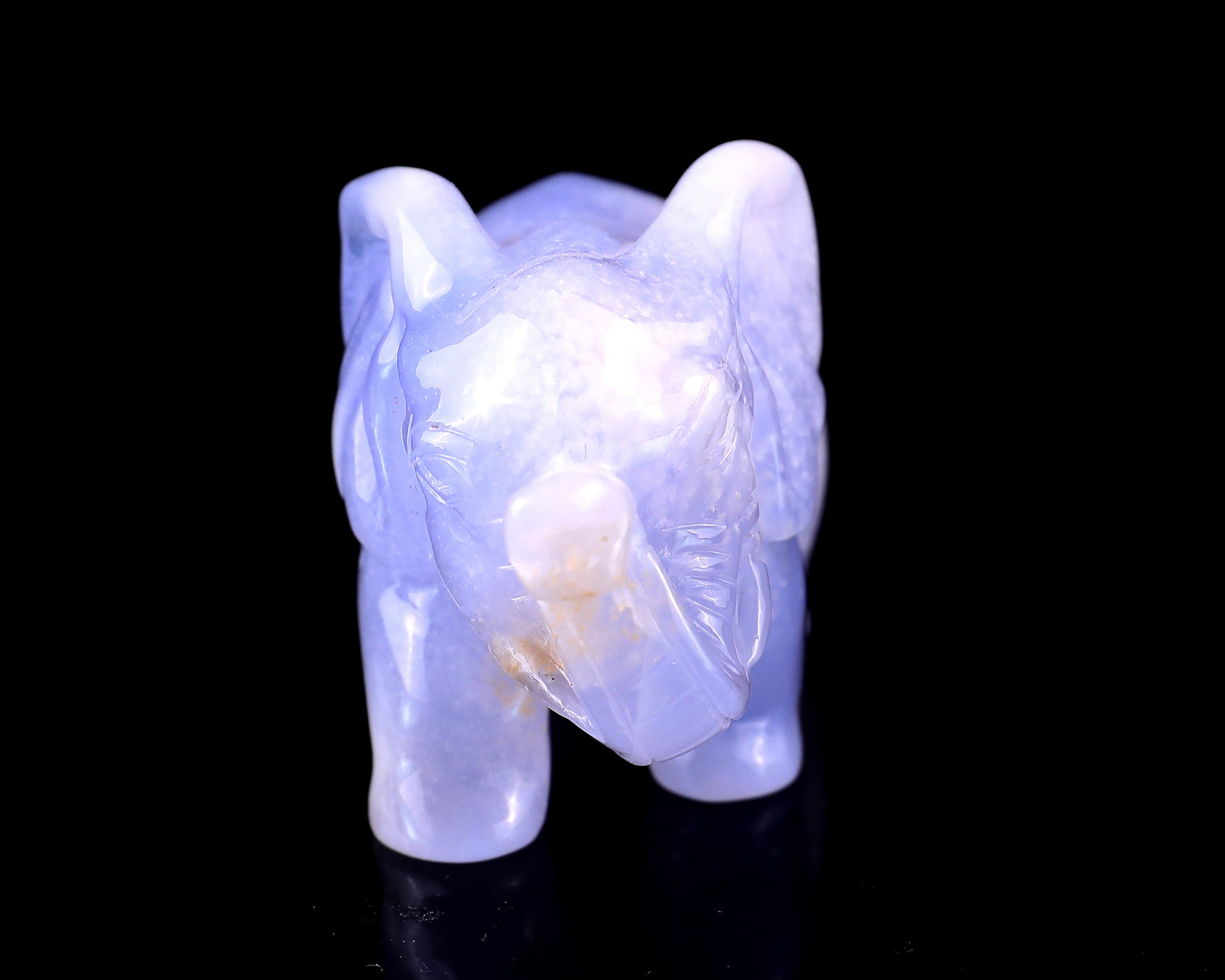 2.4" Blue Chalcedony Hand Carved Crystal Elephant Sculpture Crystallumi