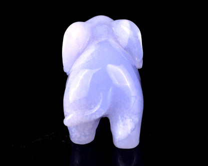 2.4" Blue Chalcedony Hand Carved Crystal Elephant Sculpture Crystallumi