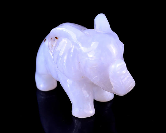 2.4" Blue Chalcedony Hand Carved Crystal Elephant Sculpture Crystallumi