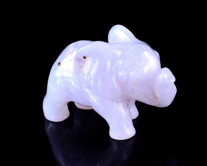 2.4" Blue Chalcedony Hand Carved Crystal Elephant Sculpture Crystallumi