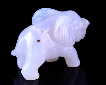 2.4" Blue Chalcedony Hand Carved Crystal Elephant Sculpture Crystallumi