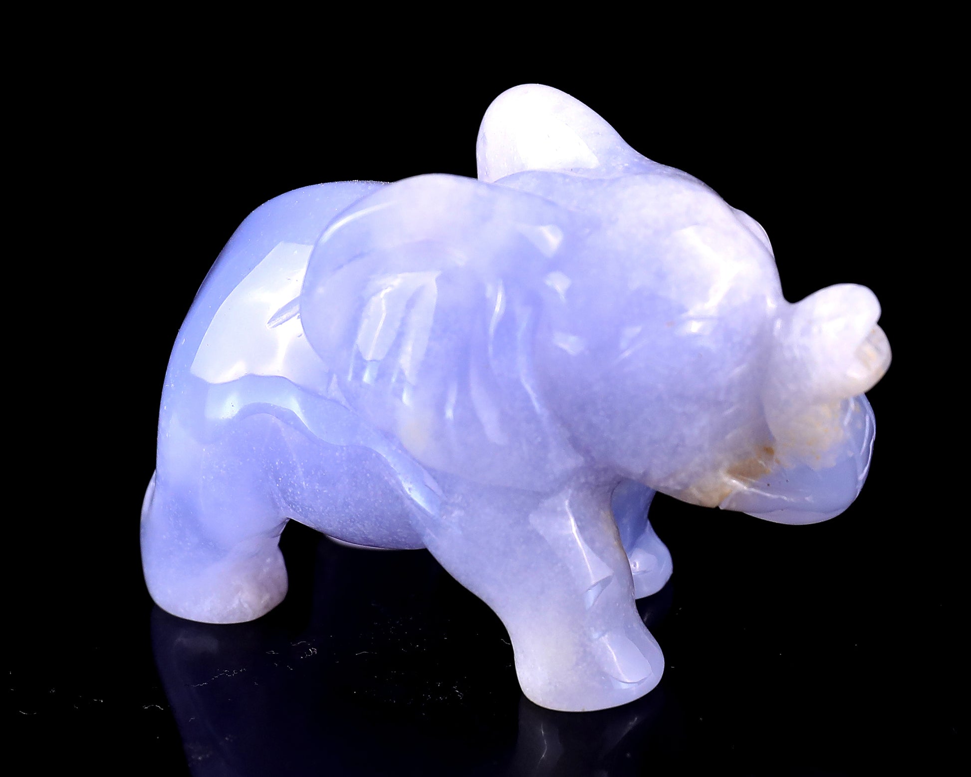 2.4" Blue Chalcedony Hand Carved Crystal Elephant Sculpture Crystallumi