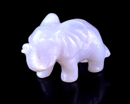 2.4" Blue Chalcedony Hand Carved Crystal Elephant Sculpture Crystallumi