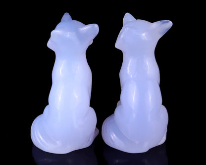 2.4" Blue Chalcedony Hand Carved Crystal Fox Sculpture Crystallumi