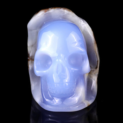 2.4" Blue Chalcedony Hand Carved Mineral Specimen Skull Sculpture Crystallumi