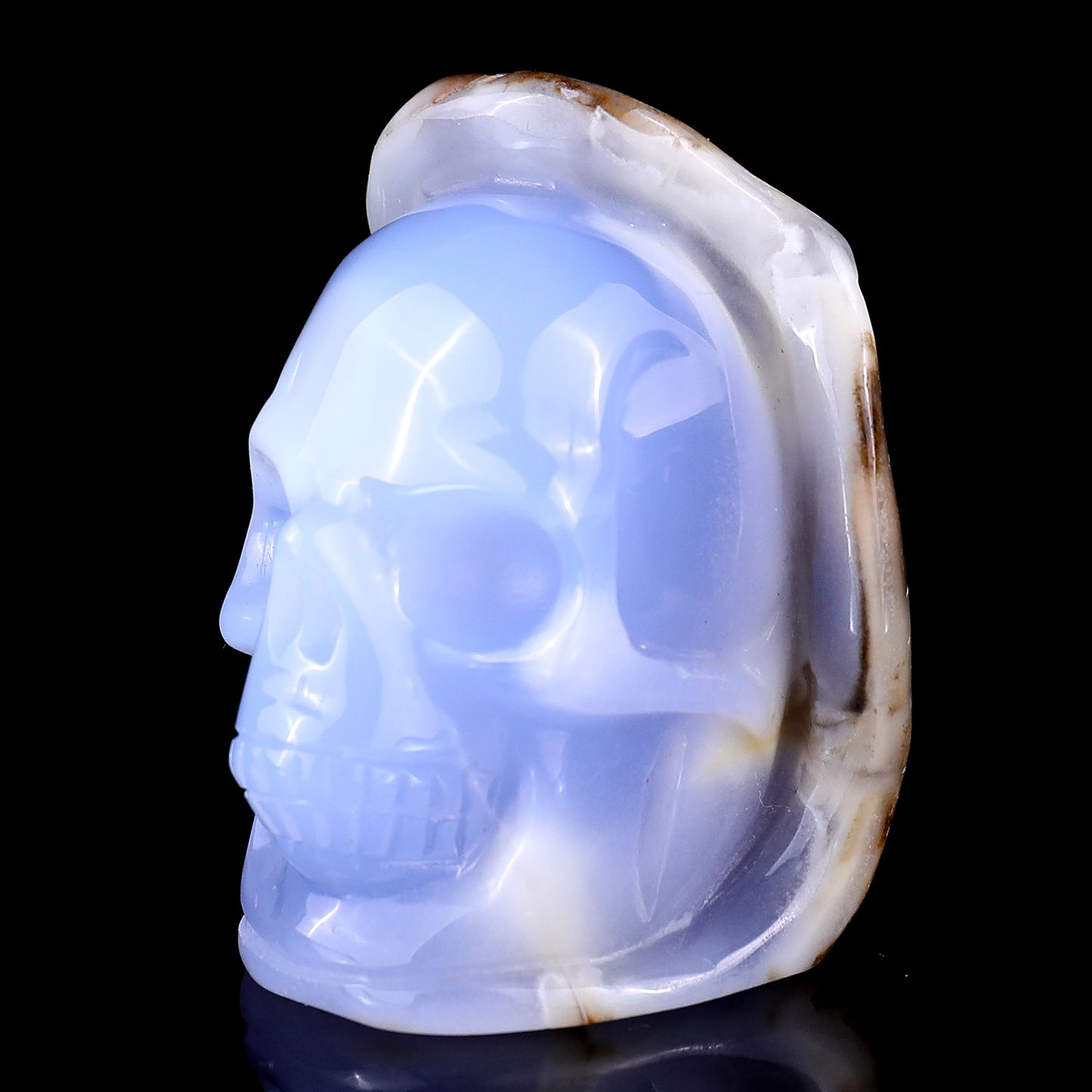 2.4" Blue Chalcedony Hand Carved Mineral Specimen Skull Sculpture Crystallumi