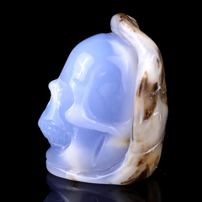 2.4" Blue Chalcedony Hand Carved Mineral Specimen Skull Sculpture Crystallumi