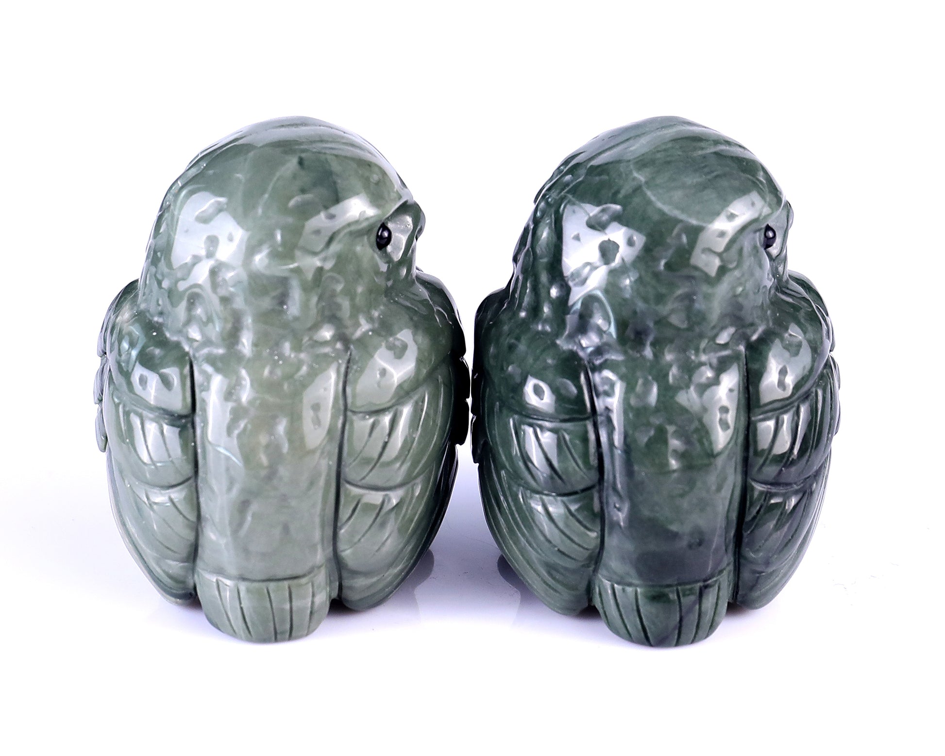 2.4" Jiulong Jade Hand Carved Crystal Owl Sculpture Crystallumi