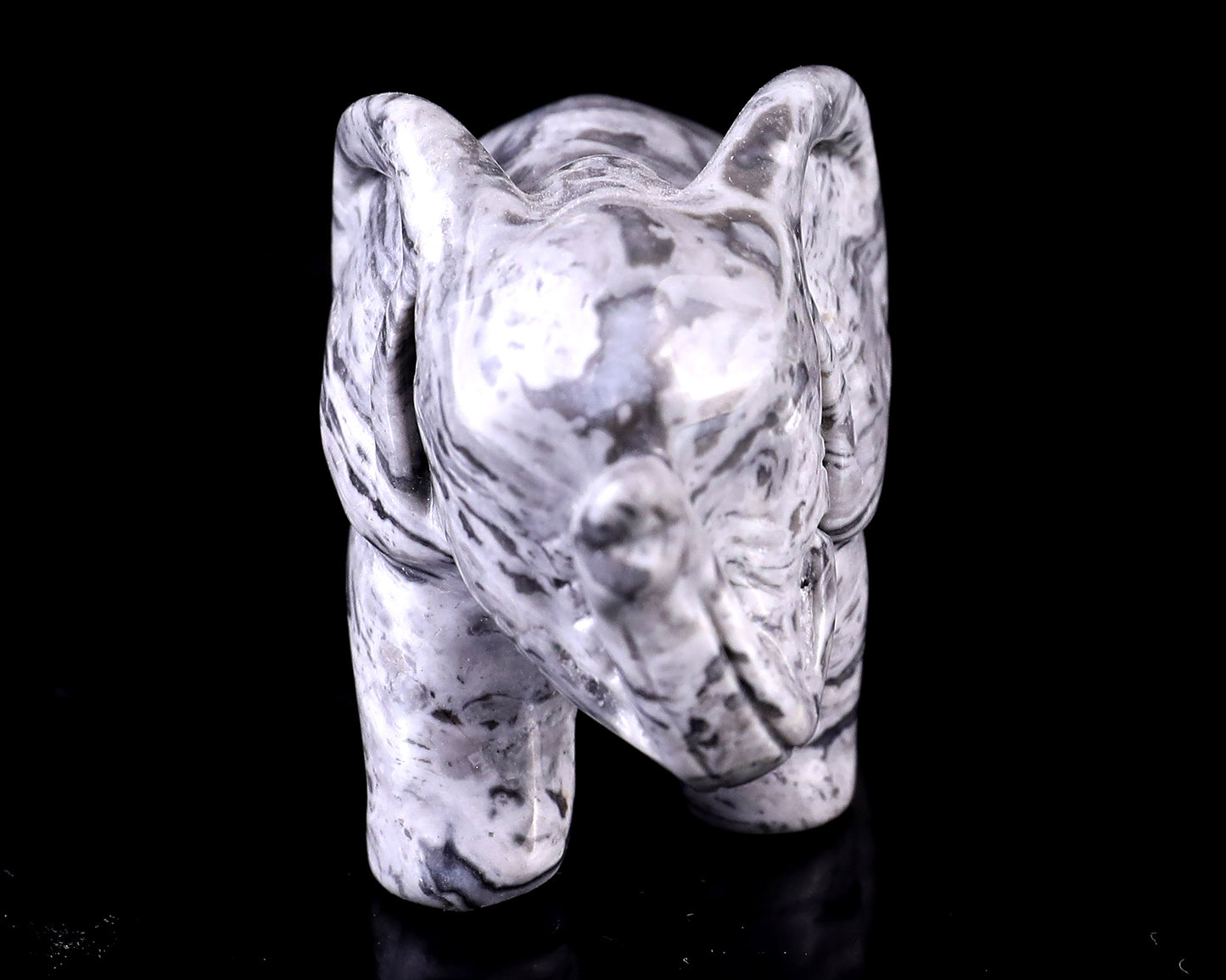 2.4" Map Jasper Hand Carved Crystal Elephant Sculpture Crystallumi