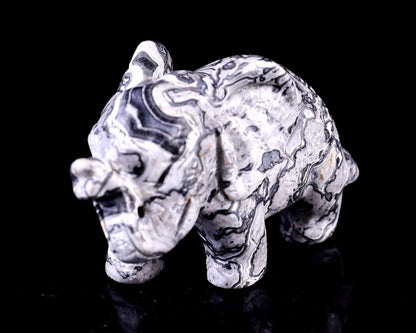 2.4" Map Jasper Hand Carved Crystal Elephant Sculpture Crystallumi