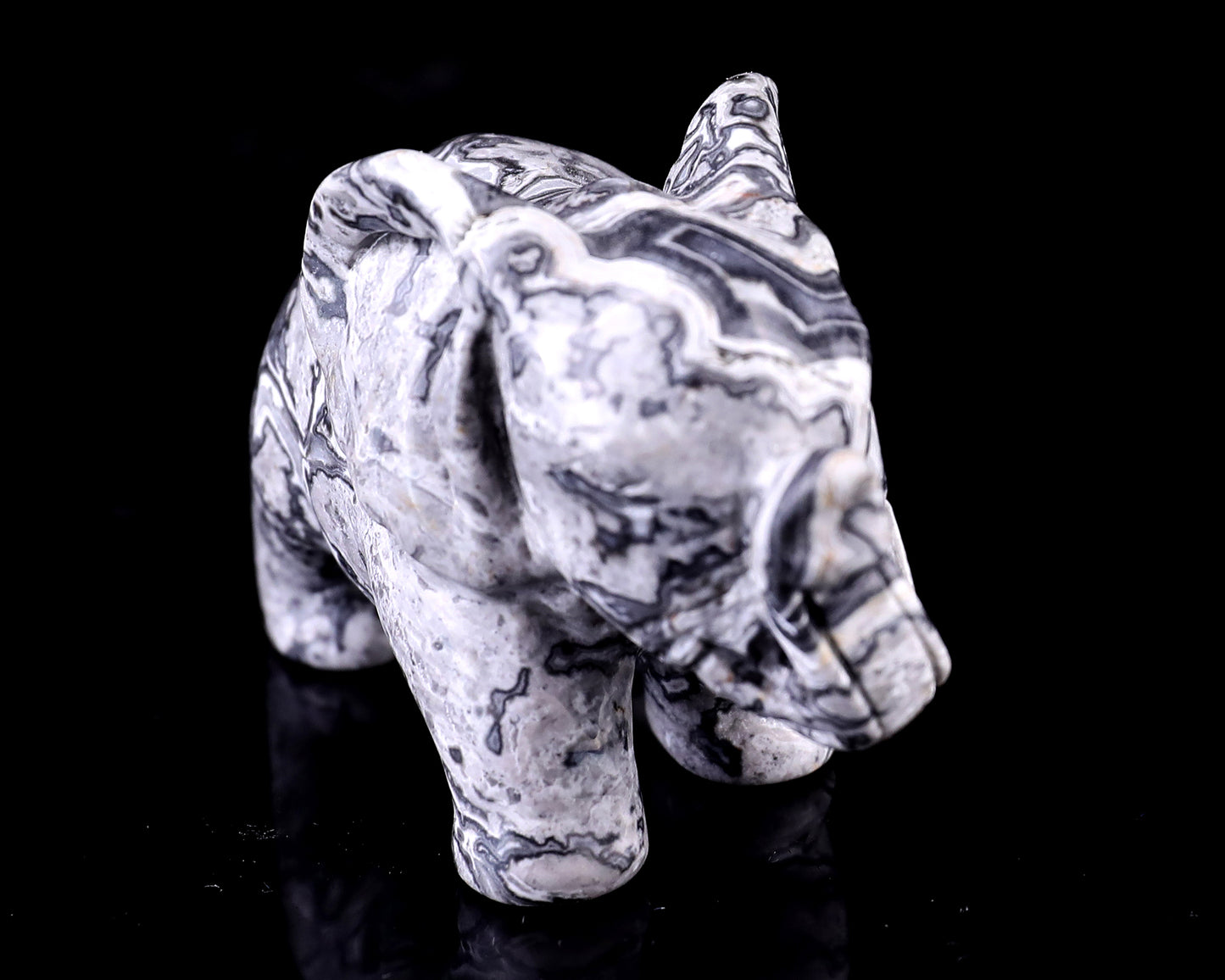 2.4" Map Jasper Hand Carved Crystal Elephant Sculpture Crystallumi