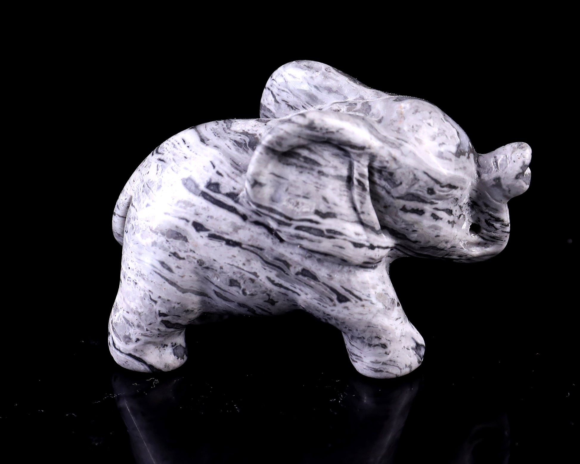 2.4" Map Jasper Hand Carved Crystal Elephant Sculpture Crystallumi