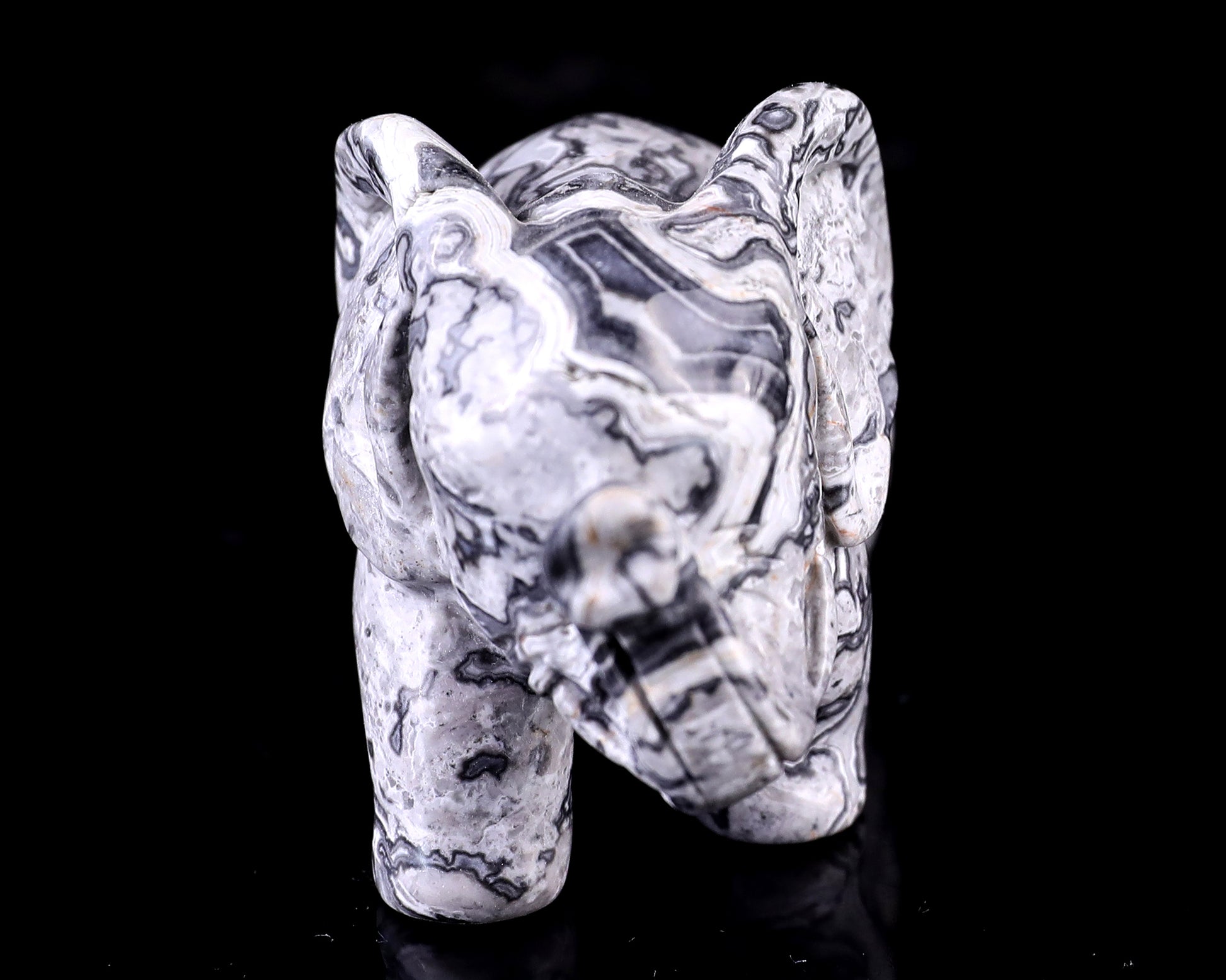 2.4" Map Jasper Hand Carved Crystal Elephant Sculpture Crystallumi