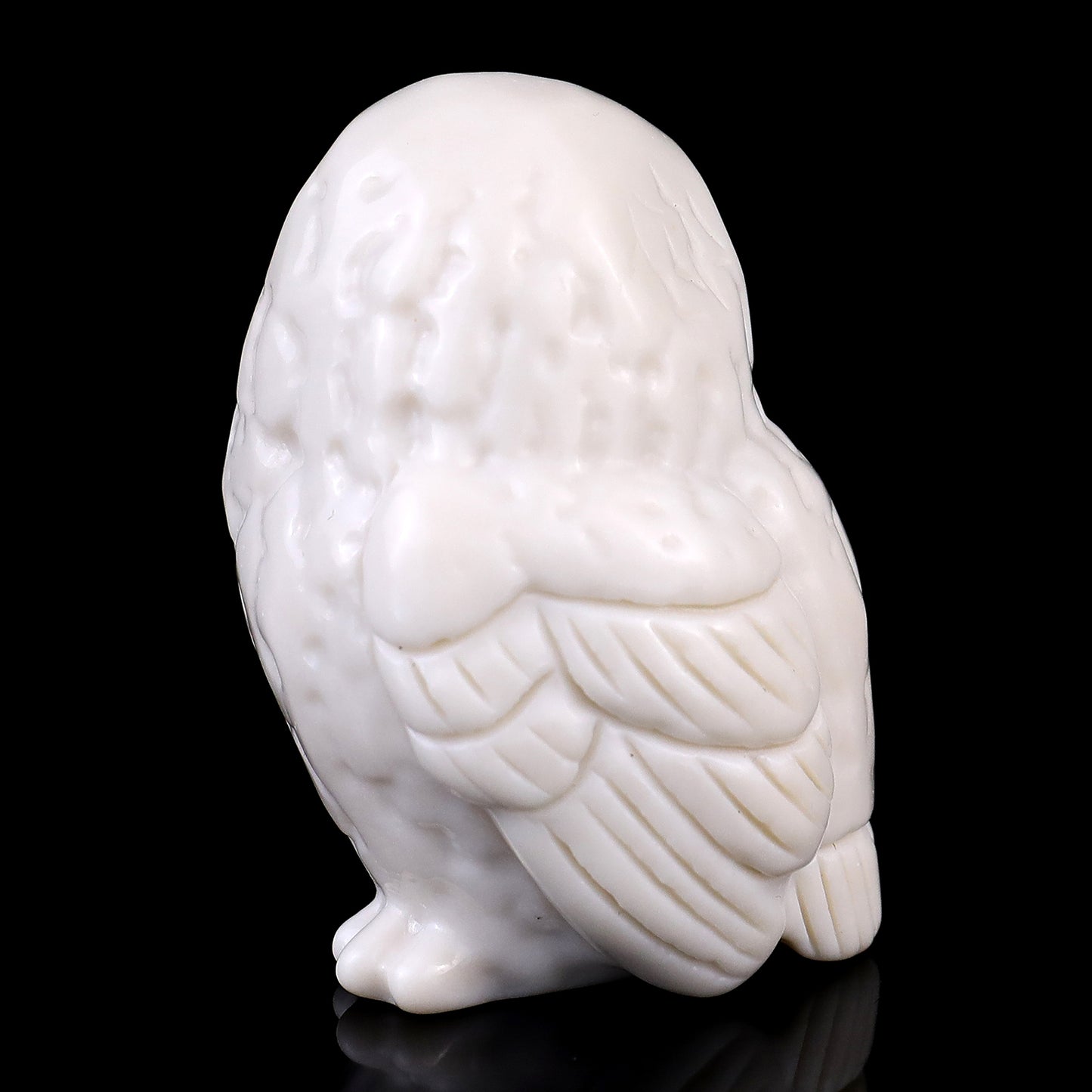 2.4" White Jade Hand Carved Crystal Owl Sculpture Crystallumi