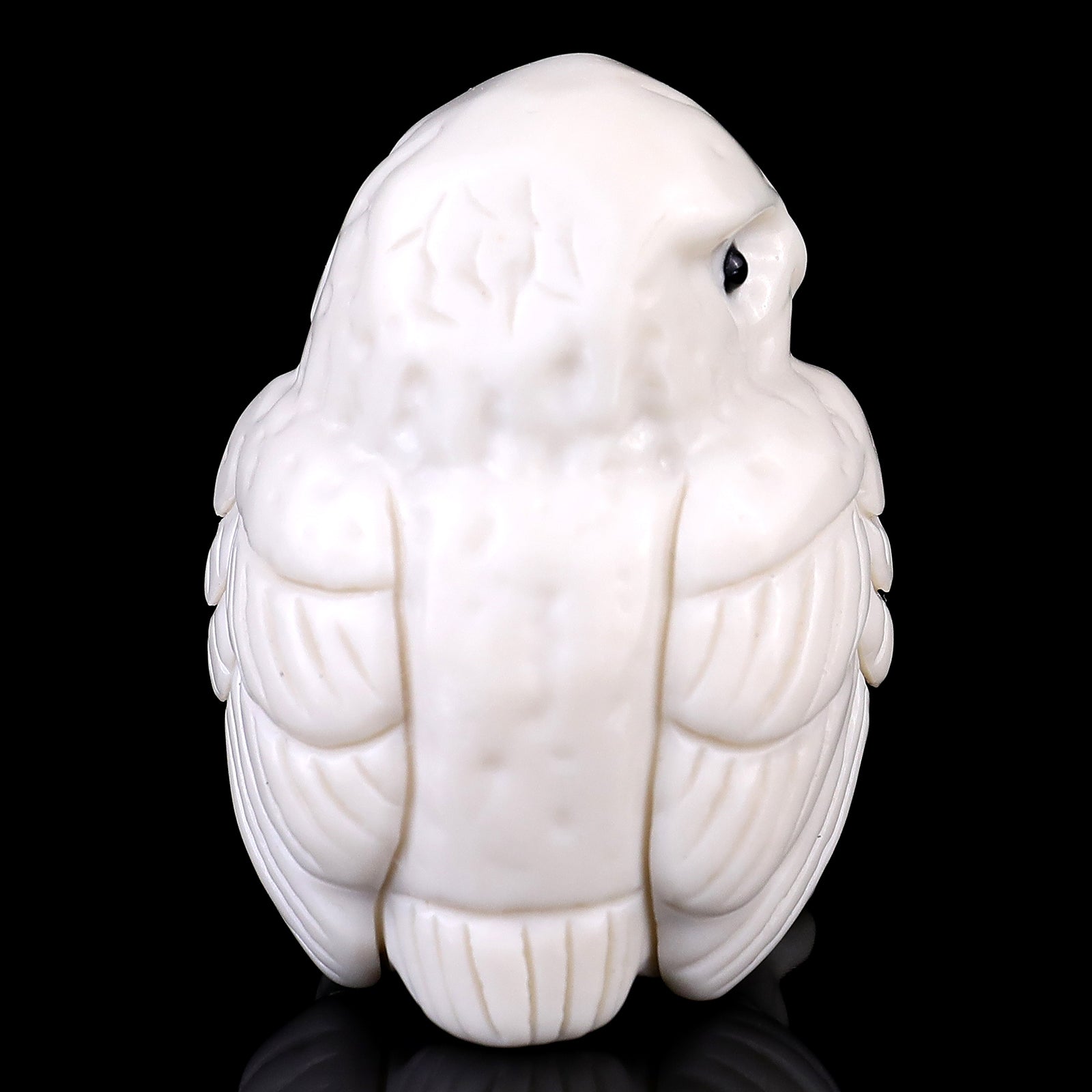 2.4" White Jade Hand Carved Crystal Owl Sculpture Crystallumi