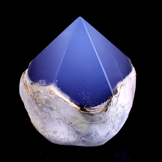 2.5" Blue Chalcedony Hand Carved Crystal Polished Point Crystallumi