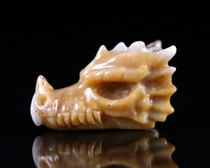 2.5" Chalcedony Hand Carved Crystal Dragon Skull Sculpture Crystallumi