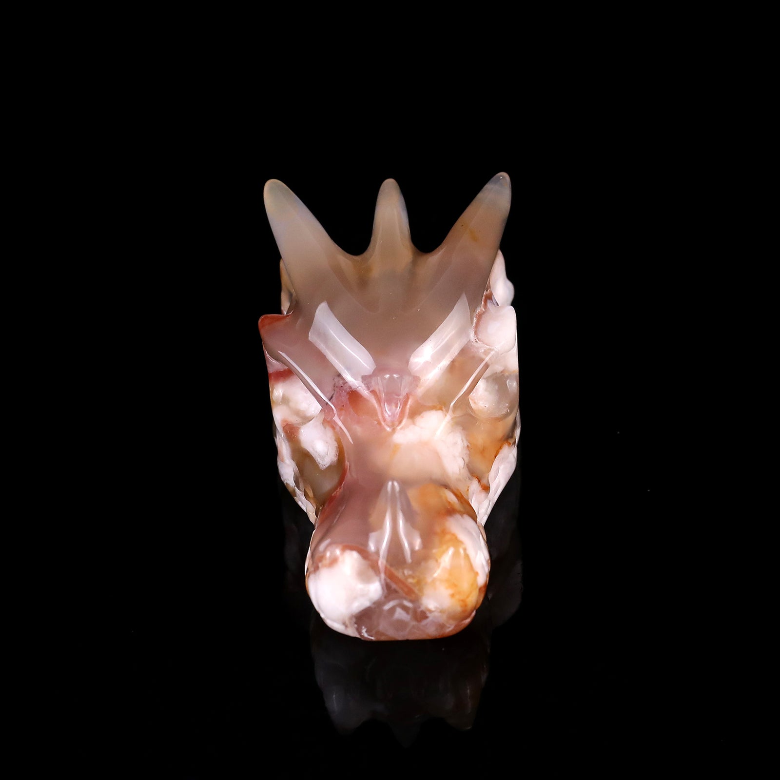 2.5" Sakura Agate Hand Carved Crystal Dragon Skull Sculpture Crystallumi