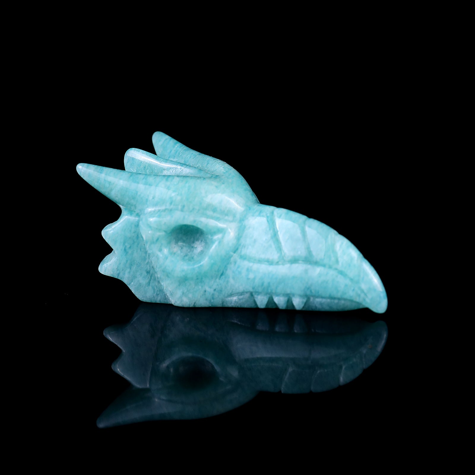 2.6" Amazonite Hand Carved Crystal Phoenix Skull Sculpture Crystallumi