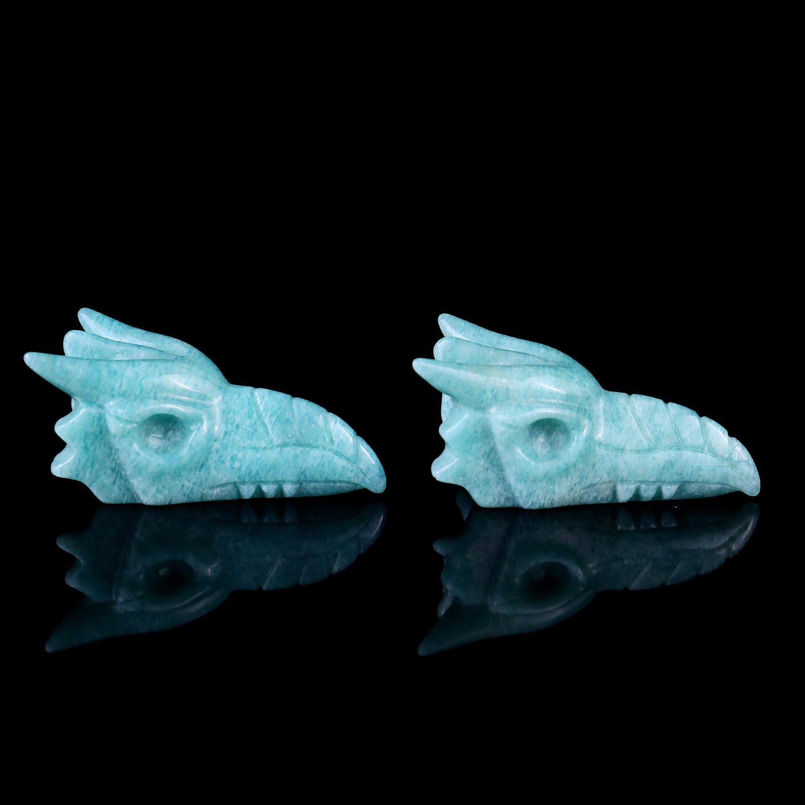 2.6" Amazonite Hand Carved Crystal Phoenix Skull Sculpture Crystallumi