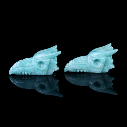 2.6" Amazonite Hand Carved Crystal Phoenix Skull Sculpture Crystallumi