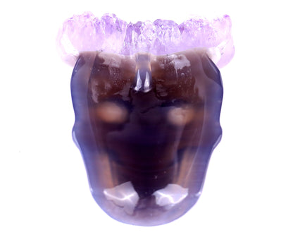 2.6" Amethyst Druse Agate Hand Carved Crystal Skull Pendant Crystallumi