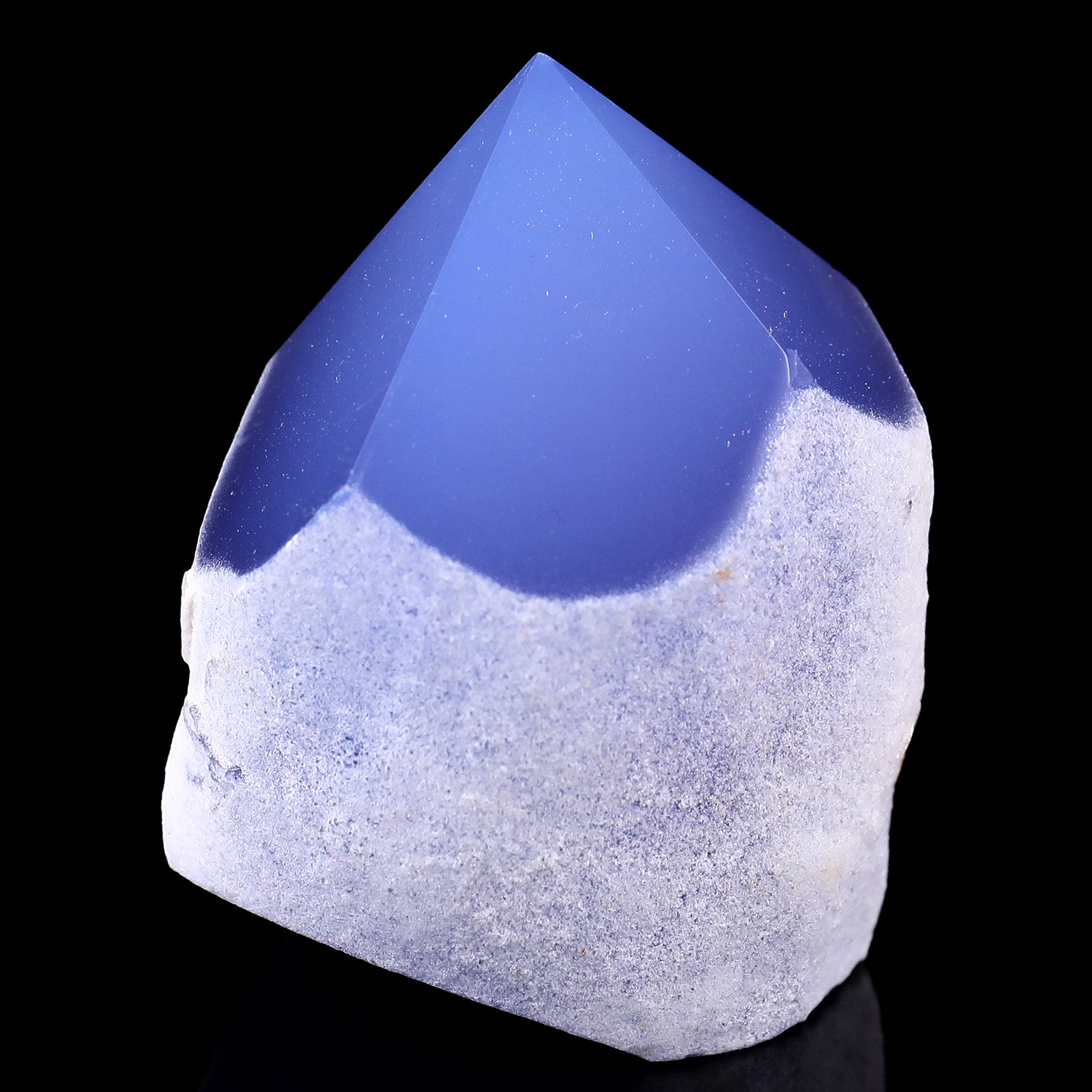 2.6" Blue Chalcedony Hand Carved Crystal Polished Point Crystallumi