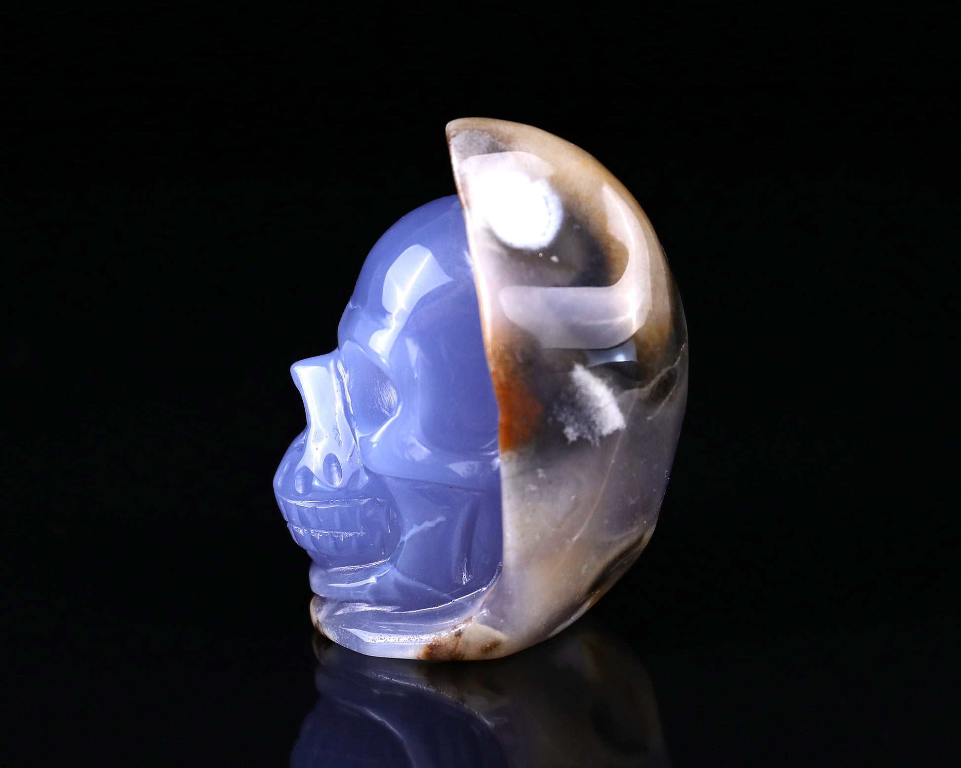 2.6" Blue Chalcedony Hand Carved Mineral Specimen Skull Sculpture Crystallumi