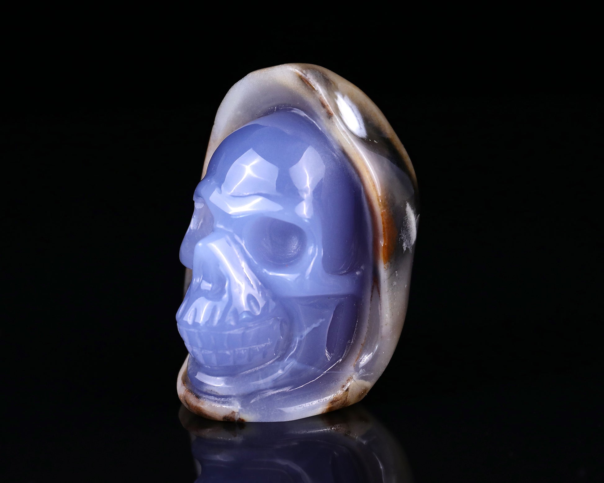 2.6" Blue Chalcedony Hand Carved Mineral Specimen Skull Sculpture Crystallumi