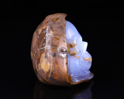 2.6" Blue Chalcedony Hand Carved Mineral Specimen Skull Sculpture Crystallumi