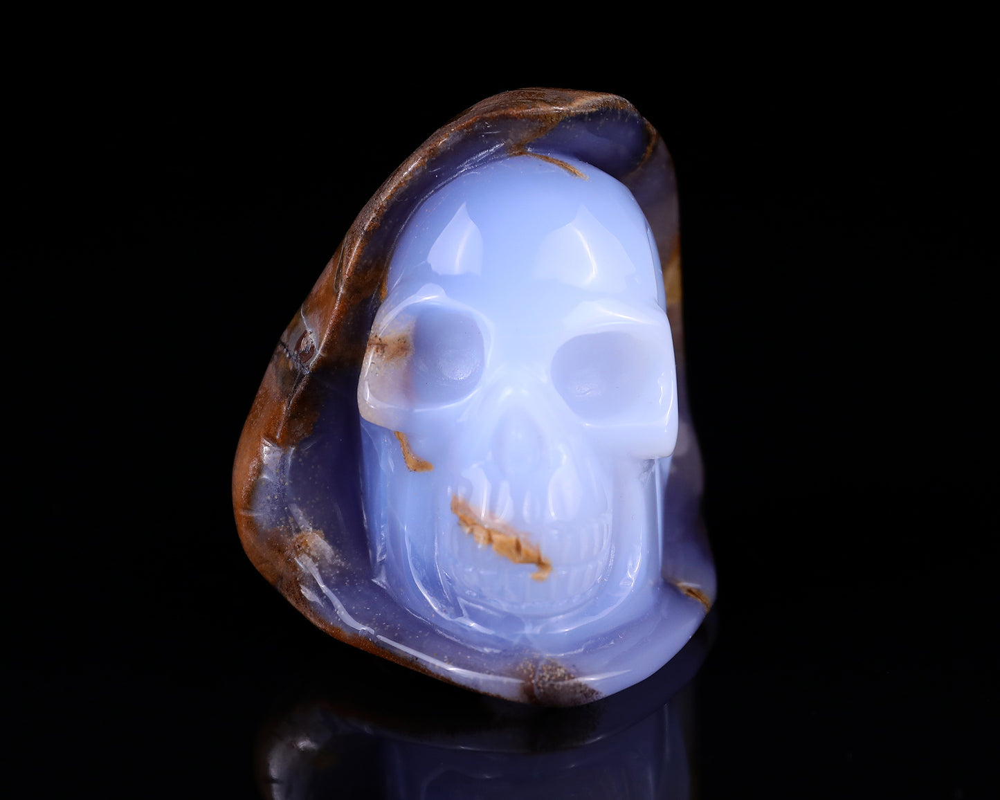 2.6" Blue Chalcedony Hand Carved Mineral Specimen Skull Sculpture Crystallumi