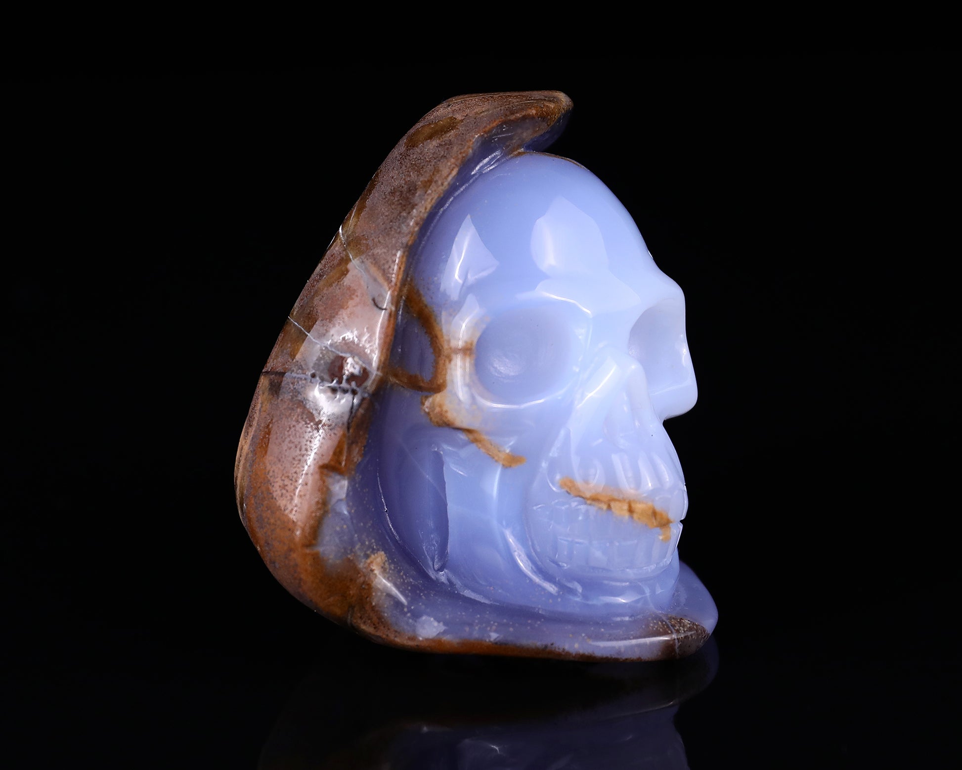 2.6" Blue Chalcedony Hand Carved Mineral Specimen Skull Sculpture Crystallumi