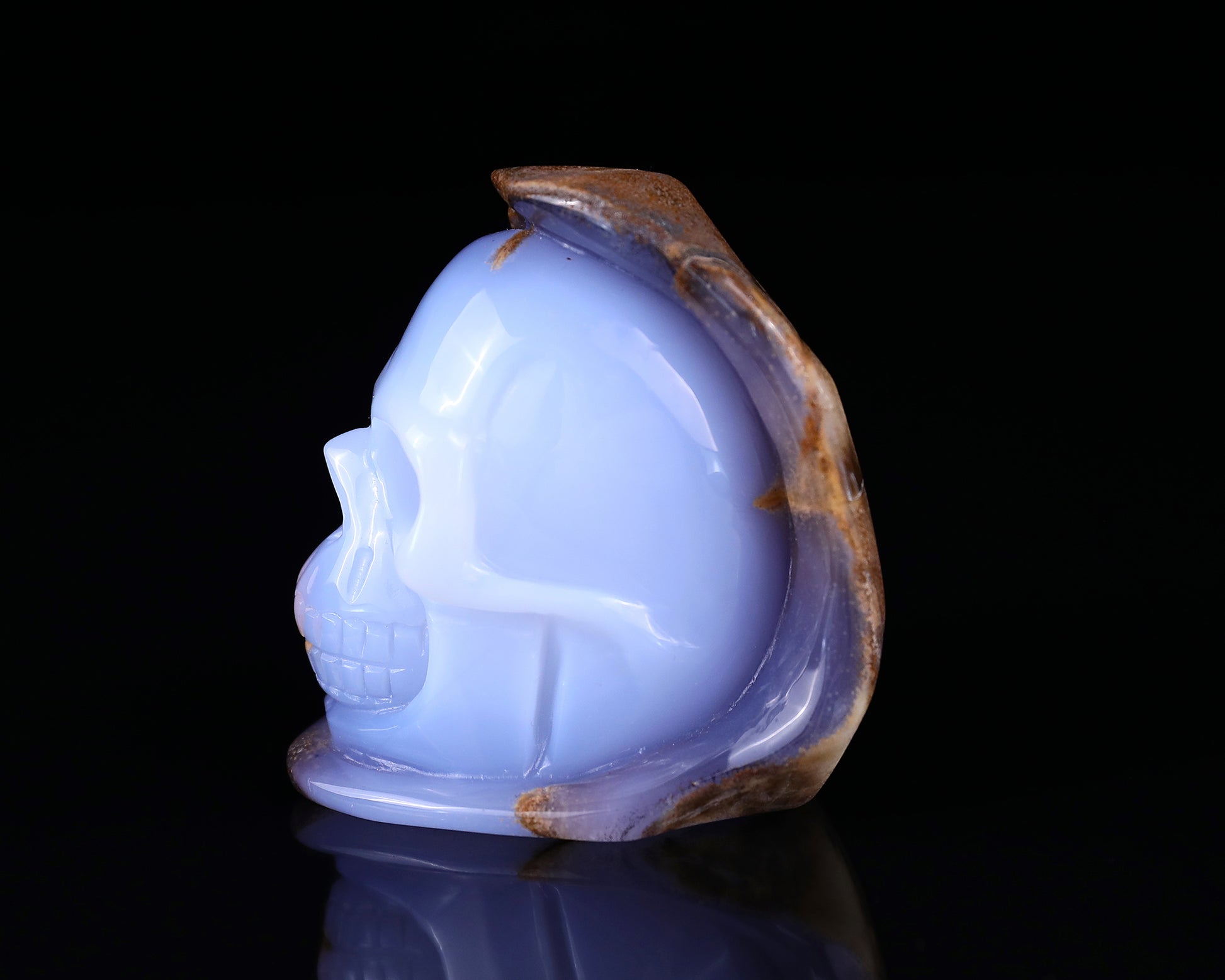 2.6" Blue Chalcedony Hand Carved Mineral Specimen Skull Sculpture Crystallumi