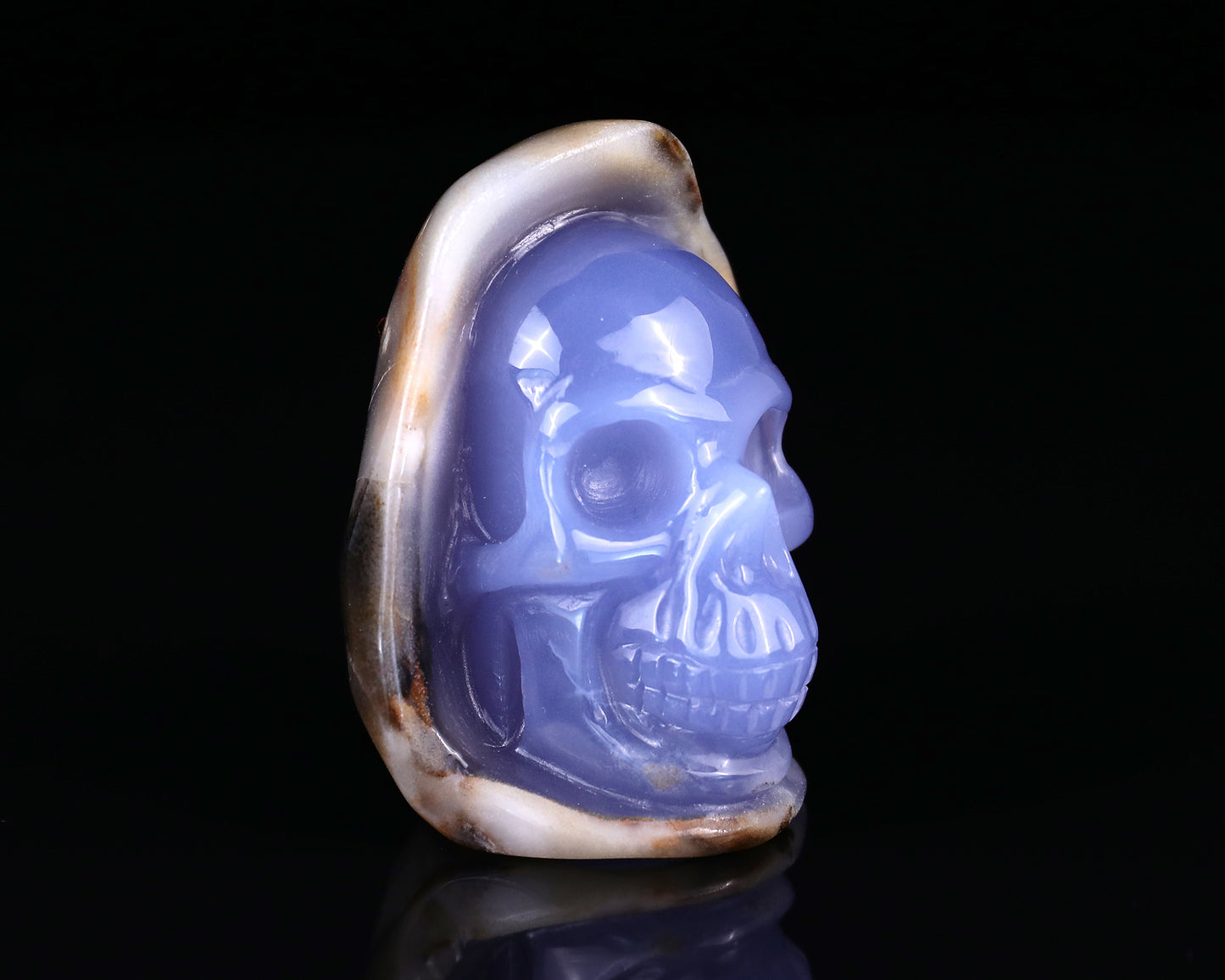 2.6" Blue Chalcedony Hand Carved Mineral Specimen Skull Sculpture Crystallumi