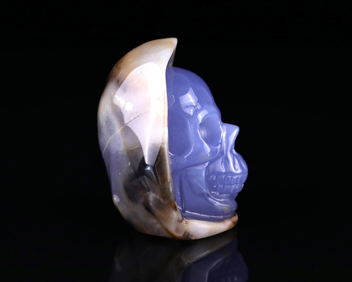 2.6" Blue Chalcedony Hand Carved Mineral Specimen Skull Sculpture Crystallumi