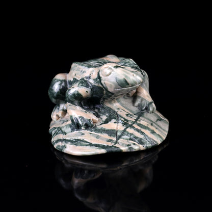 2.6" Jiulong Jade Hand Carved Crystal Frog Sculpture Crystallumi