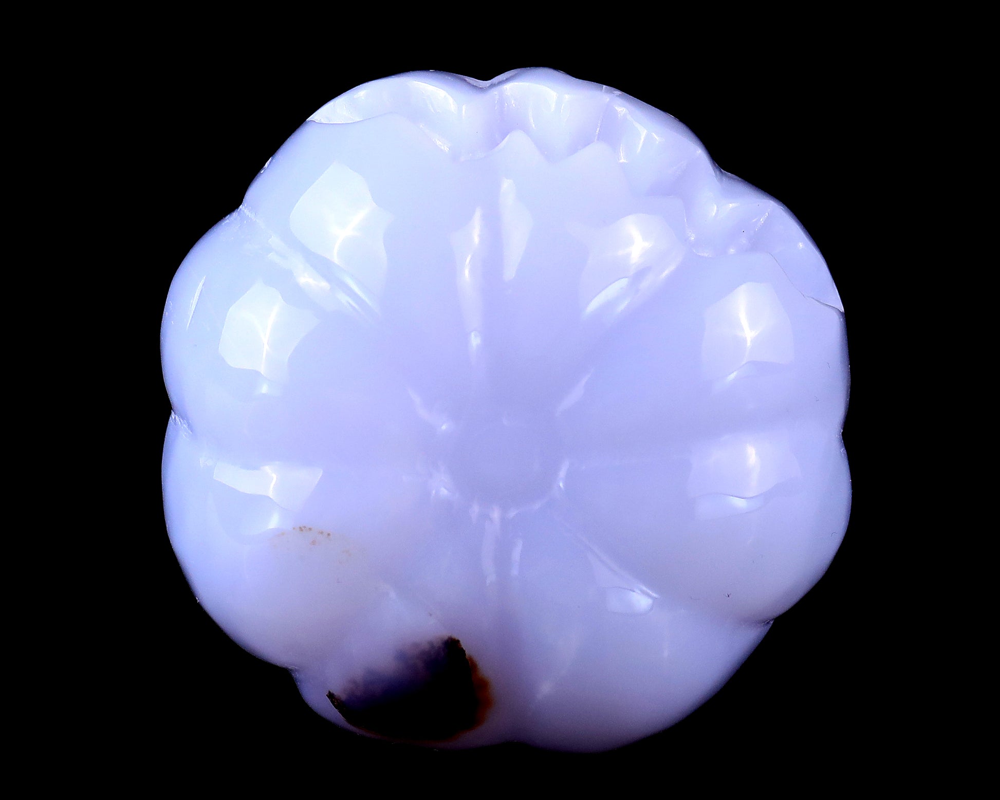 2.6” Natural Blue Chalcedony Hand Carved Crystal Pumpkin Sculpture, Halloween Gift Crystallumi