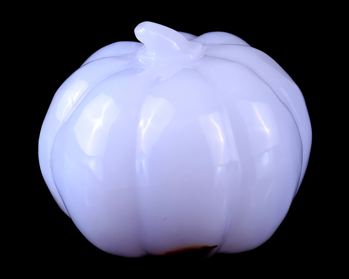 2.6” Natural Blue Chalcedony Hand Carved Crystal Pumpkin Sculpture, Halloween Gift Crystallumi