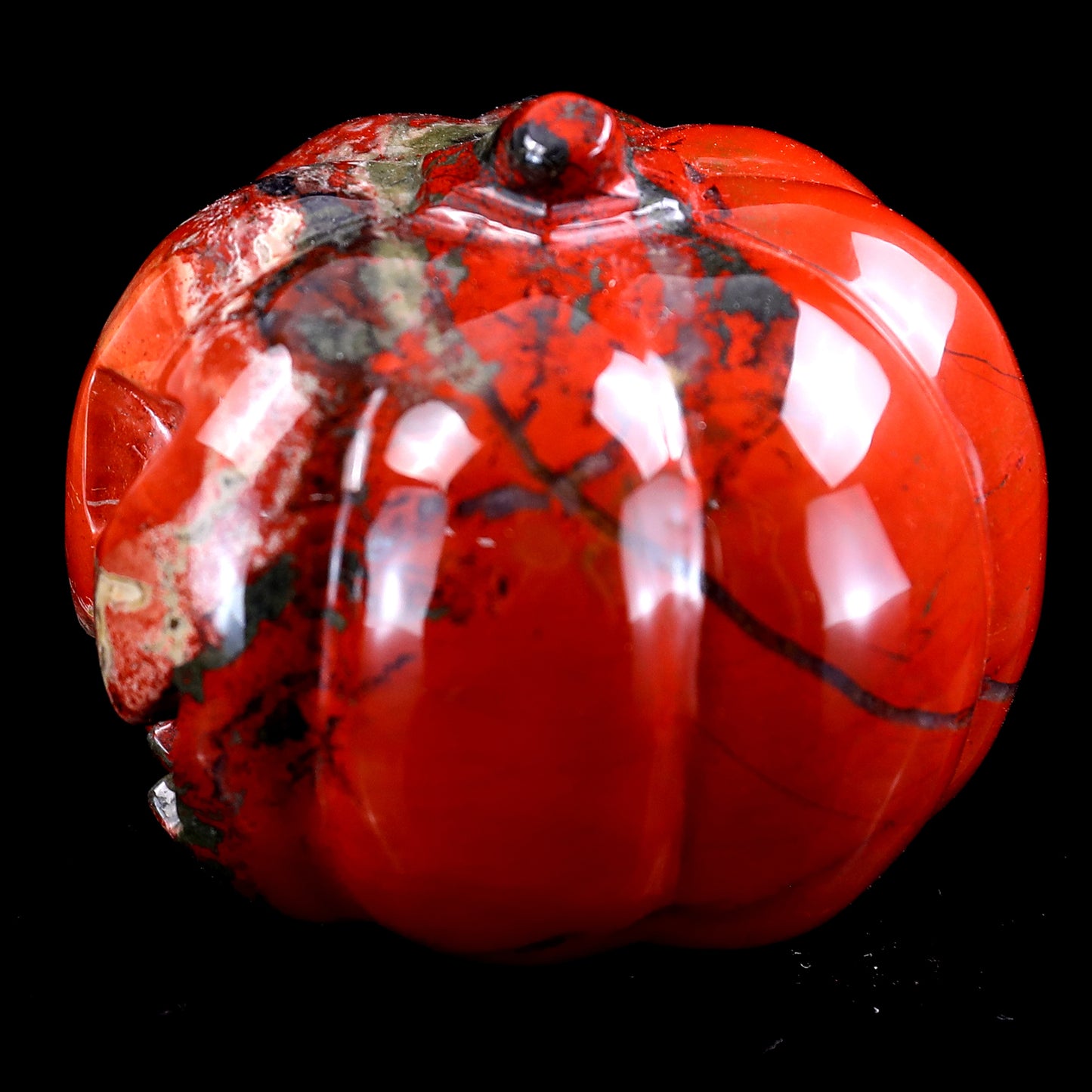 2.6” Natural Red Jasper Hand Carved Crystal Pumpkin Sculpture, Halloween Gift Crystallumi