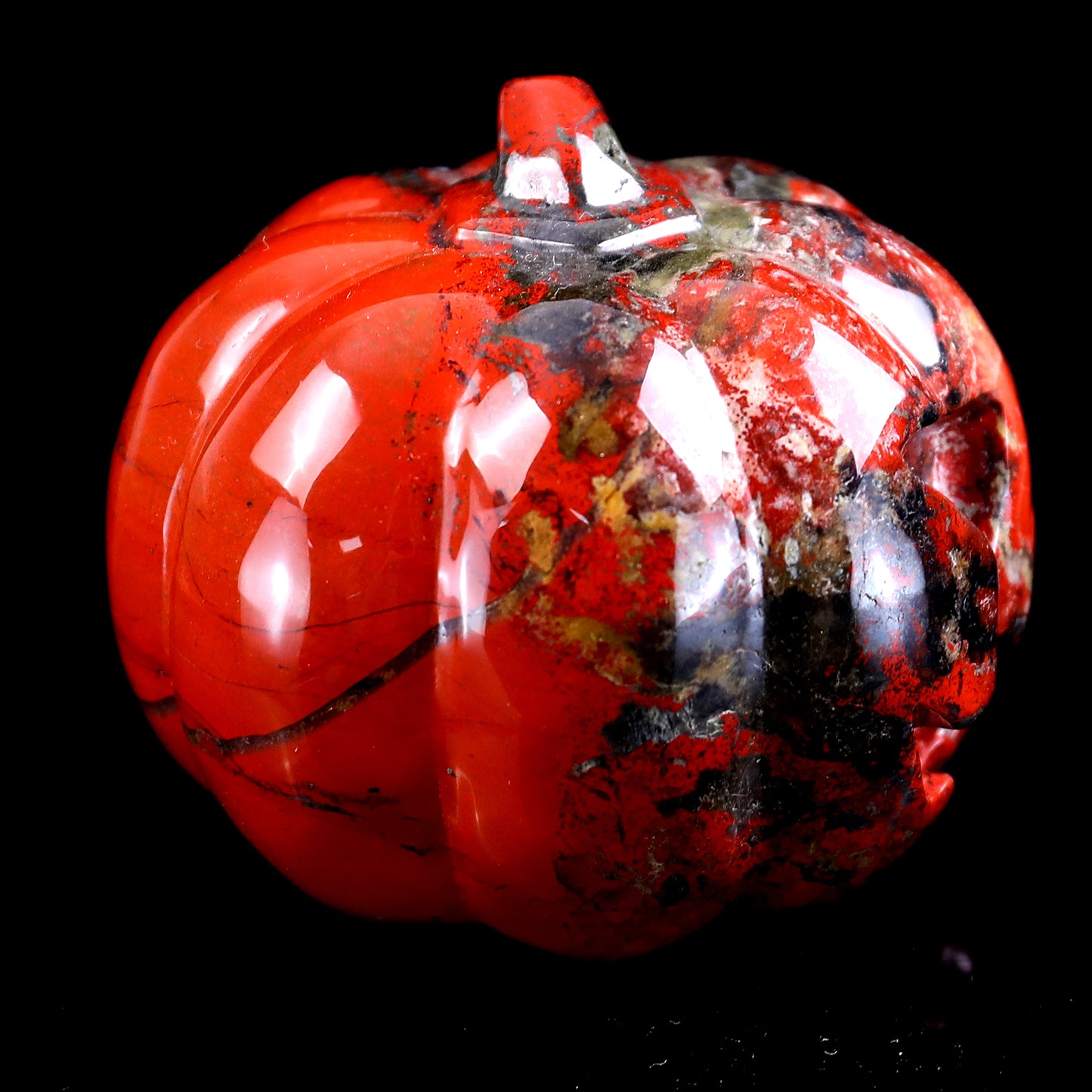 2.6” Natural Red Jasper Hand Carved Crystal Pumpkin Sculpture, Halloween Gift Crystallumi