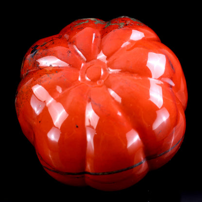 2.6” Natural Red Jasper Hand Carved Crystal Pumpkin Sculpture, Halloween Gift Crystallumi