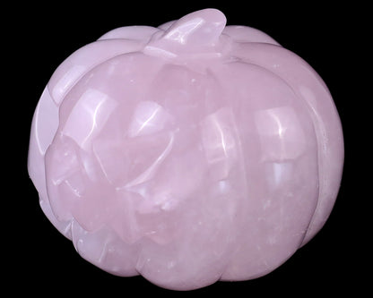 2.6” Natural Rose Quartz Hand Carved Crystal Pumpkin Sculpture, Halloween Gift Crystallumi