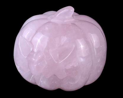 2.6” Natural Rose Quartz Hand Carved Crystal Pumpkin Sculpture, Halloween Gift Crystallumi