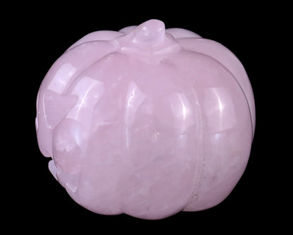 2.6” Natural Rose Quartz Hand Carved Crystal Pumpkin Sculpture, Halloween Gift Crystallumi