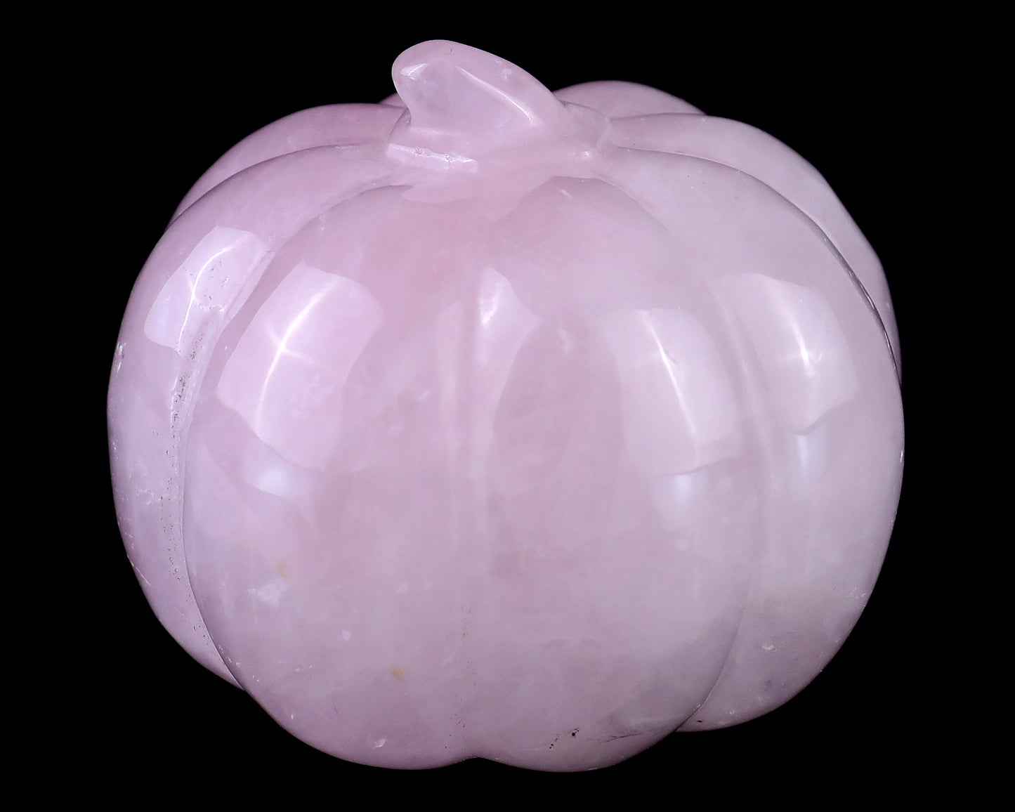 2.6” Natural Rose Quartz Hand Carved Crystal Pumpkin Sculpture, Halloween Gift Crystallumi