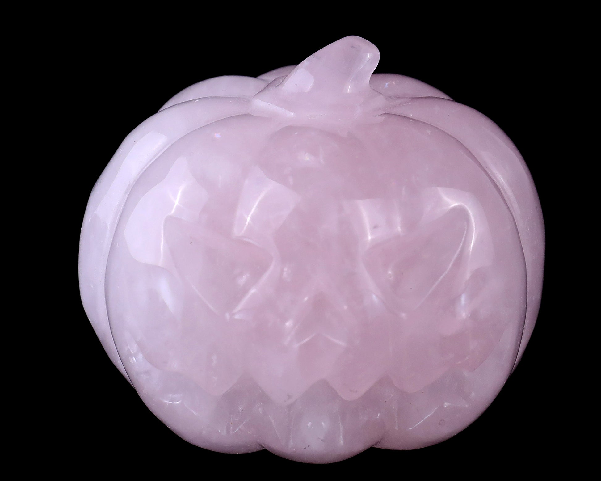 2.6” Natural Rose Quartz Hand Carved Crystal Pumpkin Sculpture, Halloween Gift Crystallumi