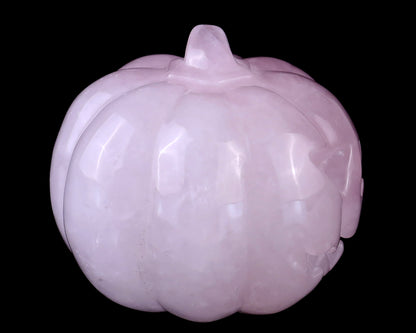 2.6” Natural Rose Quartz Hand Carved Crystal Pumpkin Sculpture, Halloween Gift Crystallumi